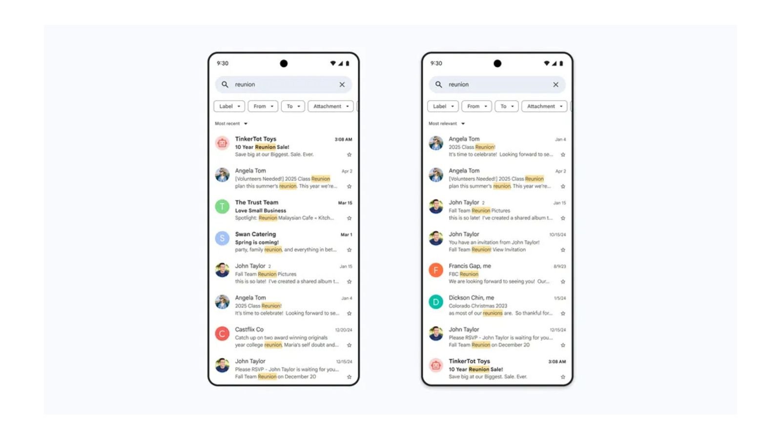 Une nouvelle recherche triée par pertinence © Google