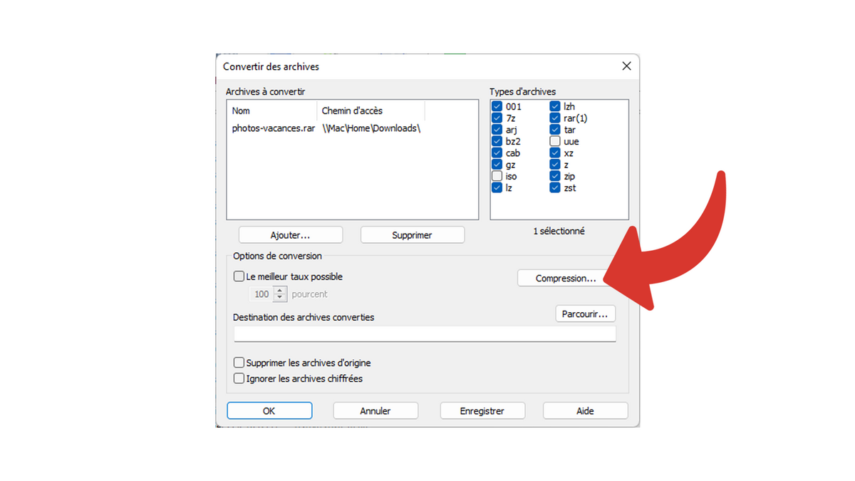 Accéder à plus d'information de compression © Clubic