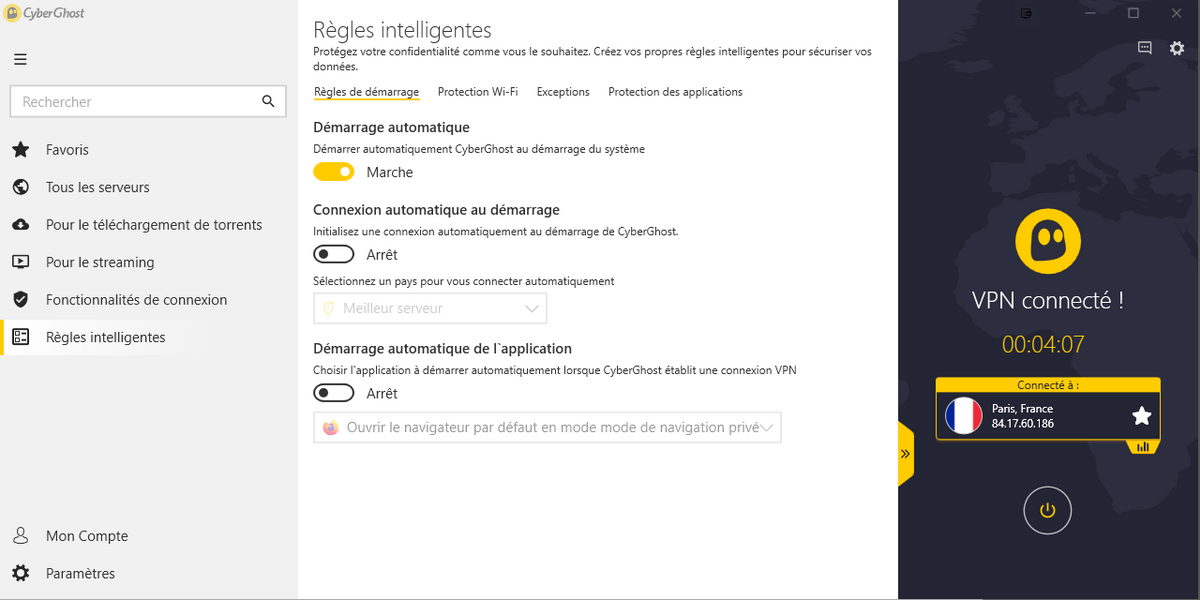 CyberGhost - parametres