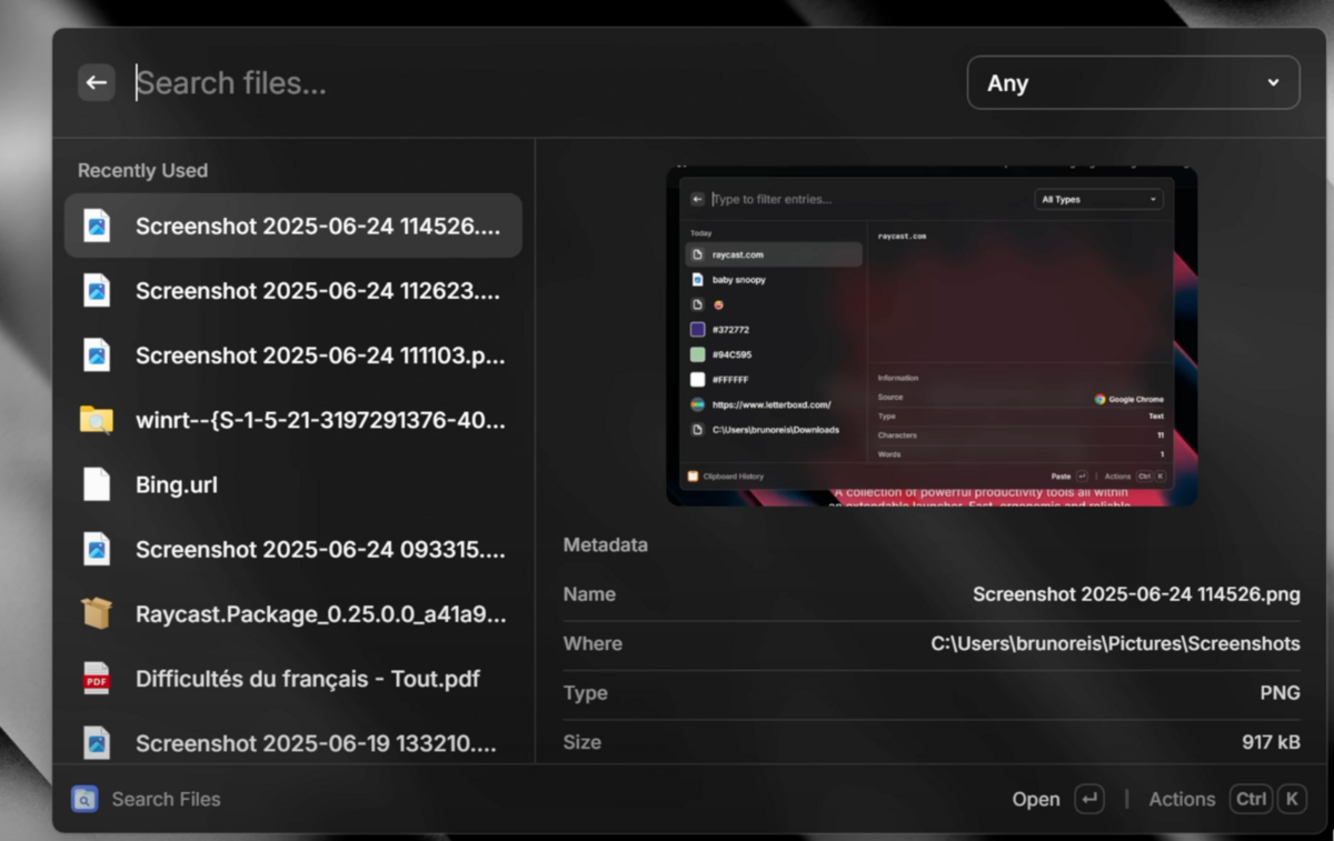 Raycast sur Windows en bêta ©Raycast