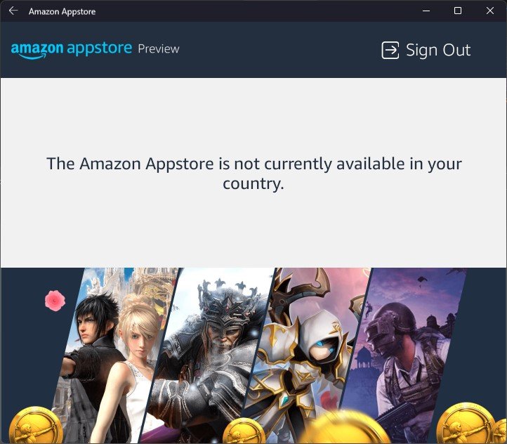 Indisponibilité de l'Amazon AppStore