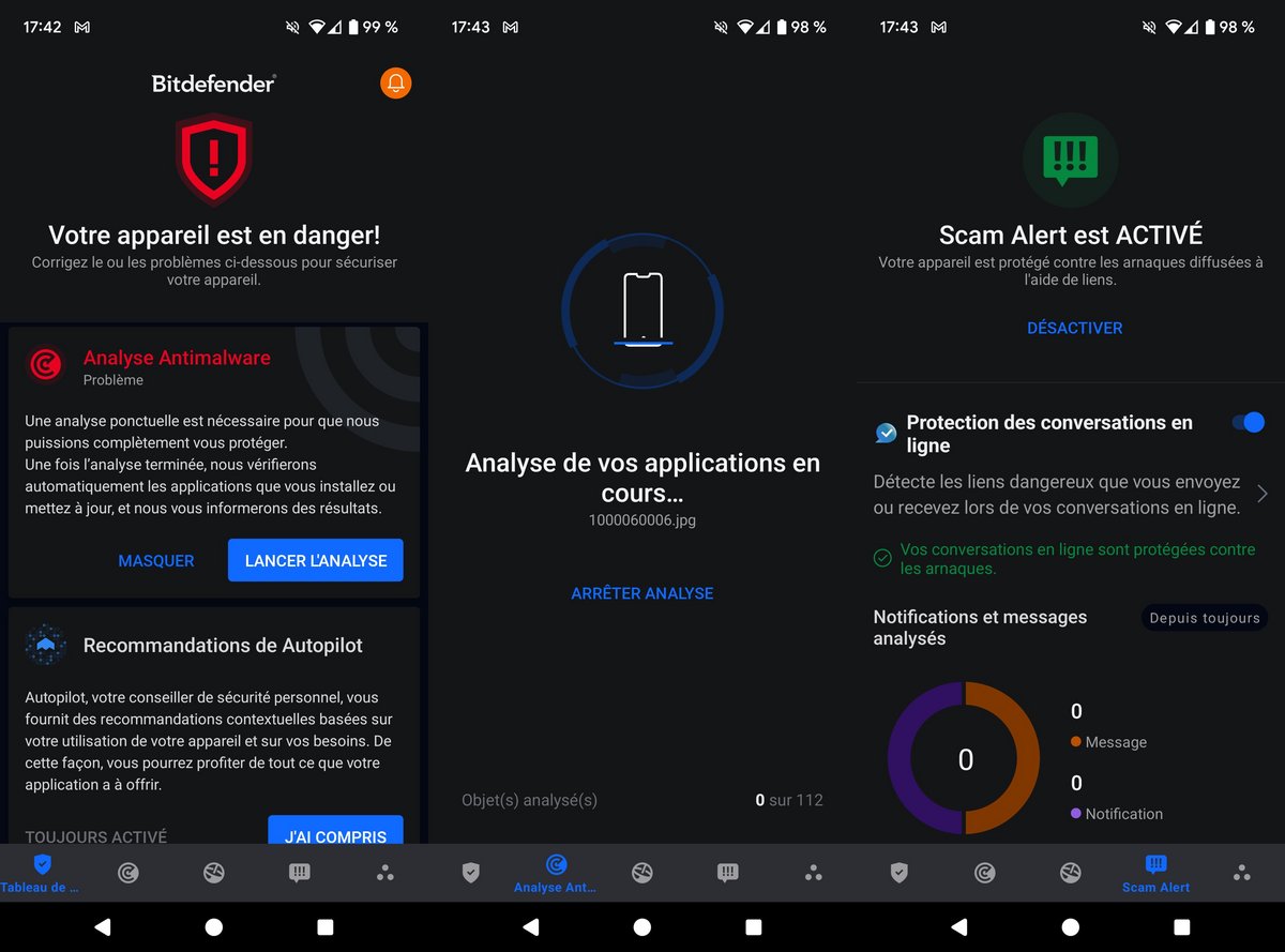 Bitdefender fait partie des solutions antivirus les plus légères et les plus polyvalentes pour protéger votre smartphone contre les menaces du web © Clubic