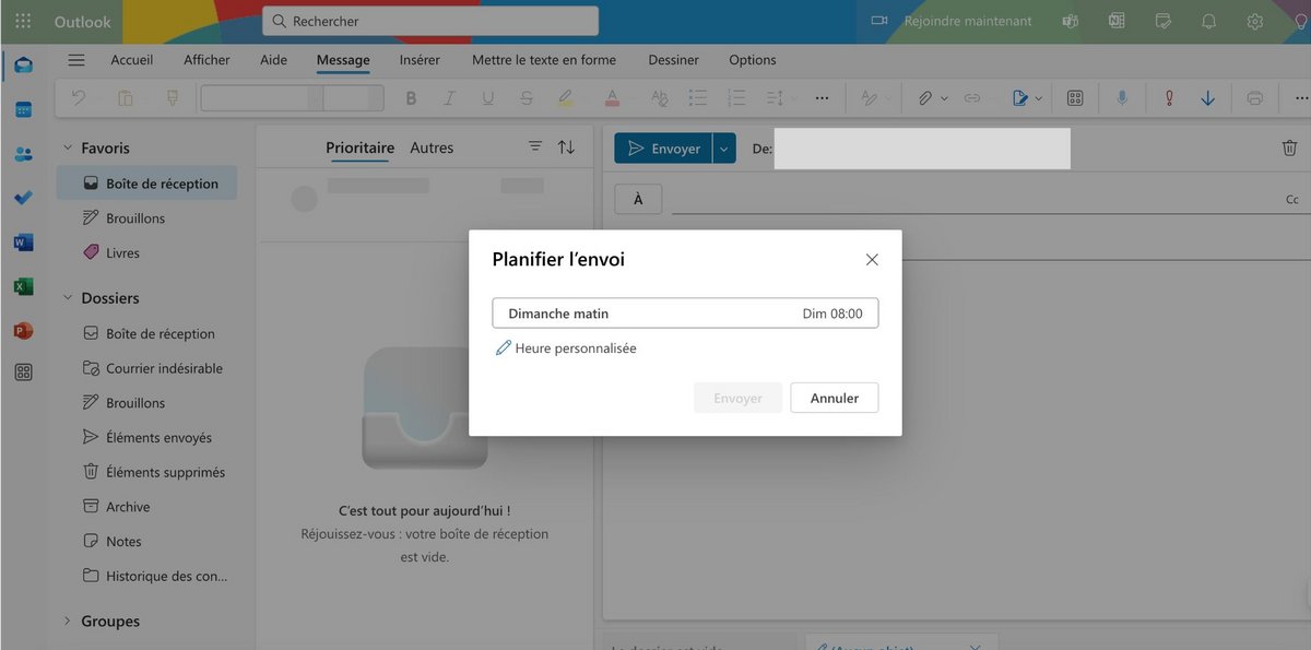 Planifiez l'envoi de vos mails © Microsoft