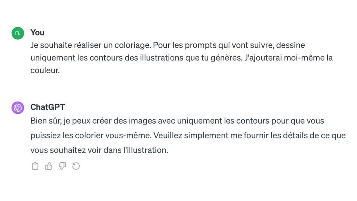 Création d'un prompt de génération d'une image à colorier avec ChatGPT et Dall-E