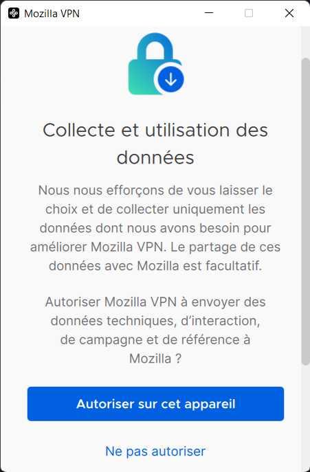 Mozilla VPN - collecte