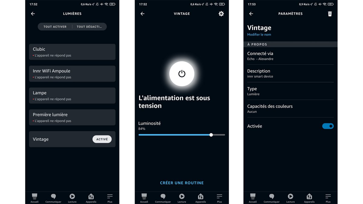 Peu de réglages sur l'app Alexa / © Alexandre Schmid pour Clubic