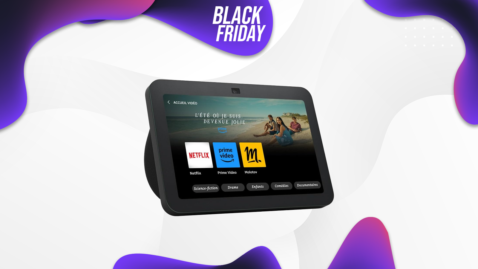 Pendant le Black Friday chez Amazon, l'Echo Show 8 Gen 3 passe de 169,99 € à 89,99 €. © Clubic