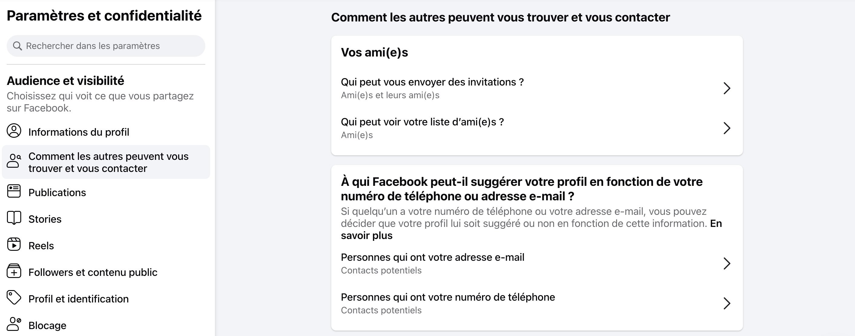 Cette option évitera que n'importe qui essaye de vous contacter © Meta