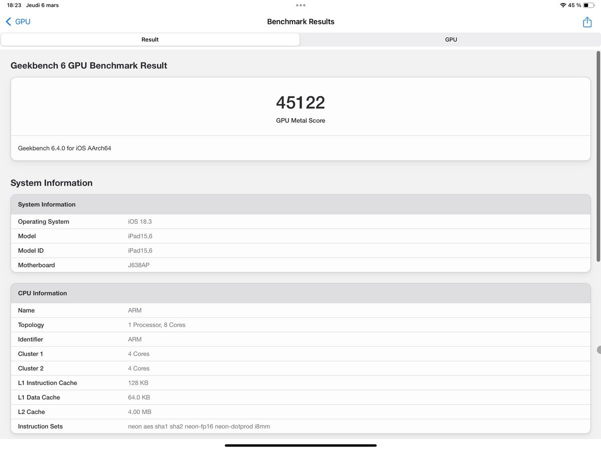 iPad Air M3 Geekbench