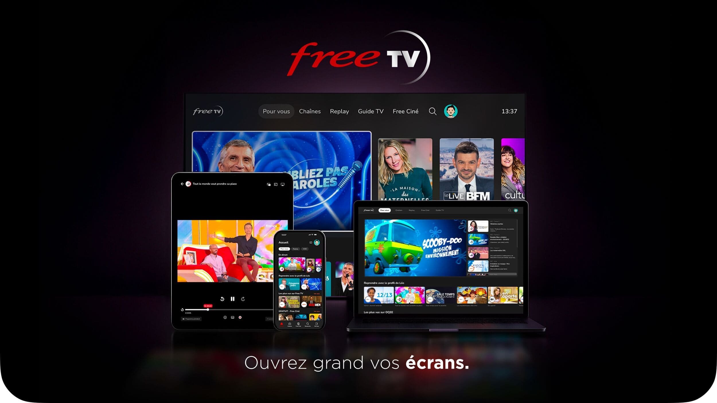 Free TV, anciennement OQEE by Free, devient l'offre de télévision de référence de Free © Free