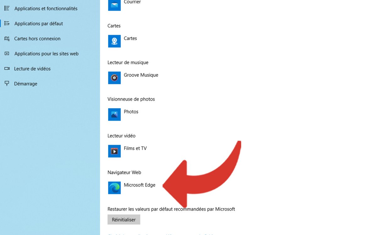 Définir Edge comme navigateur par défaut