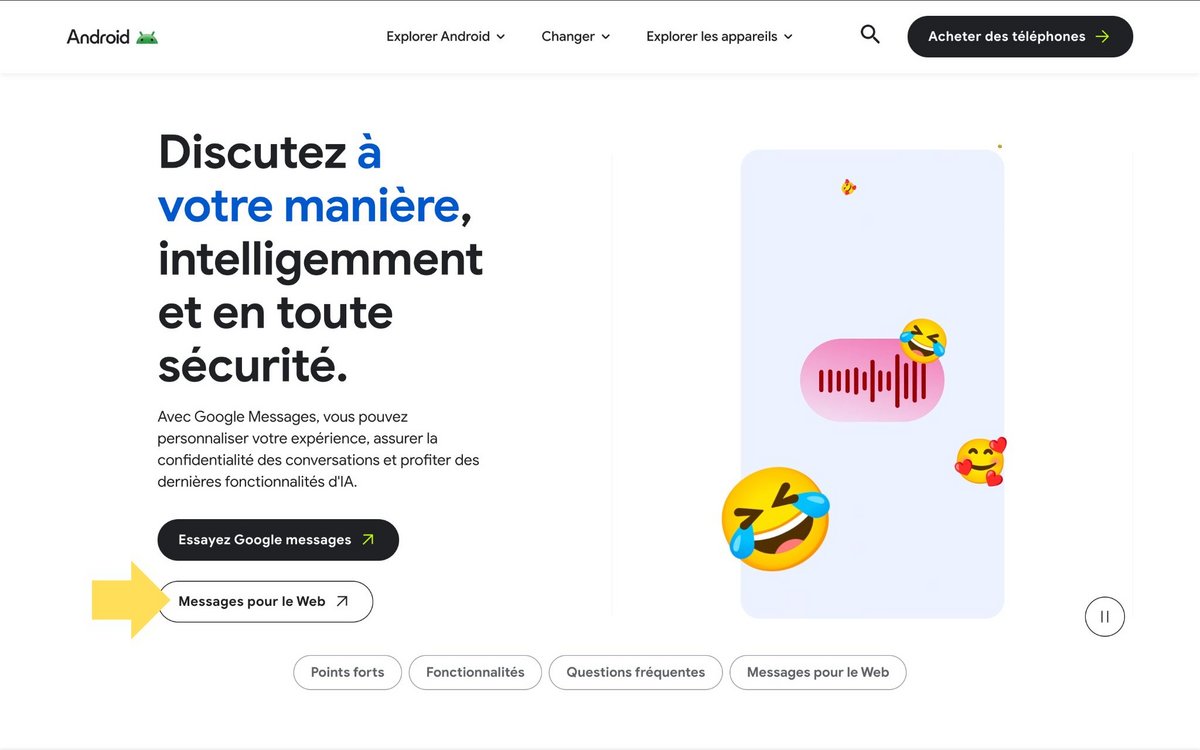 Lancez Messages pour le Web. ©Google