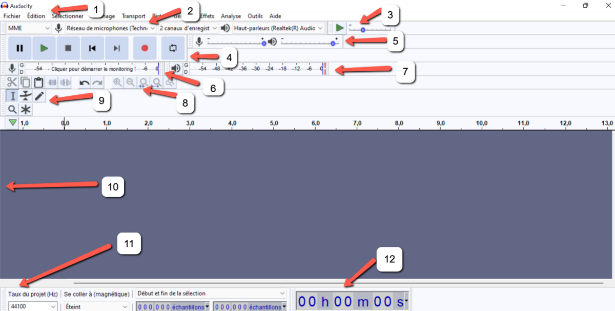 Audacity interface