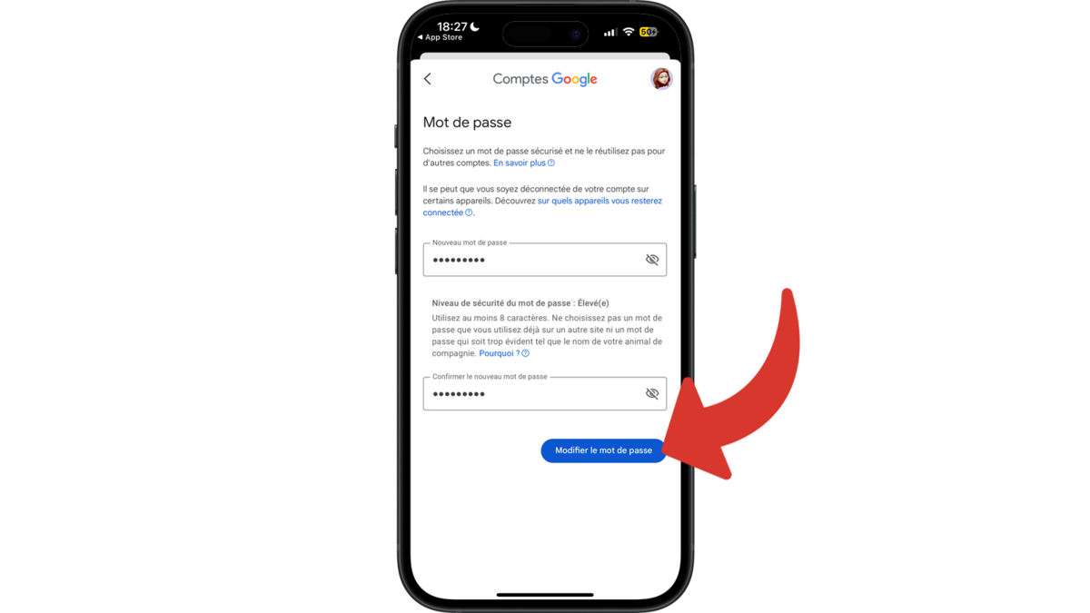 Confirmer le nouveau mot de passe Gmail, Google Drive © Clubic