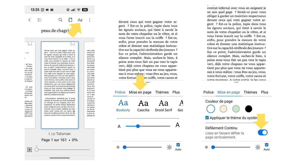 Activez le défilement continu. ©Amazon Kindle