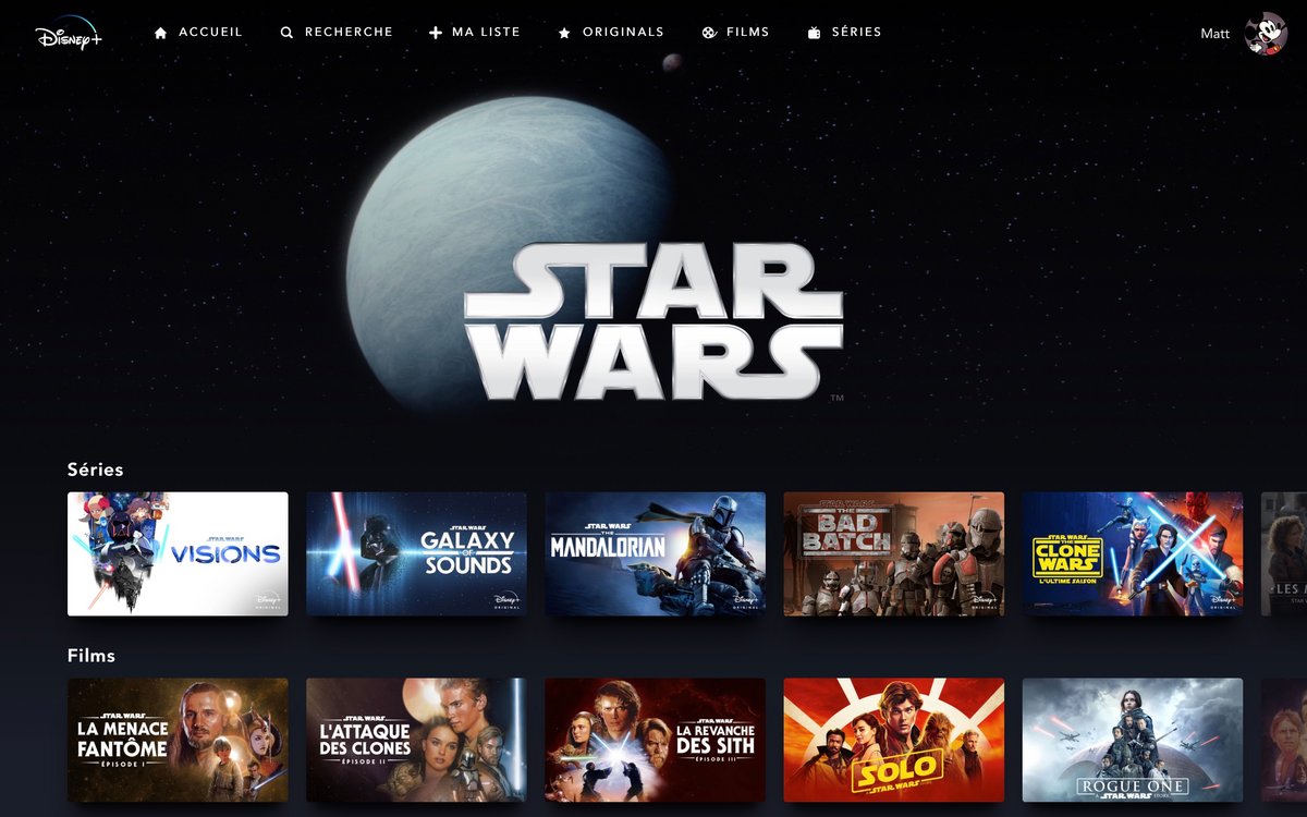 Disney+ - La section Star Wars