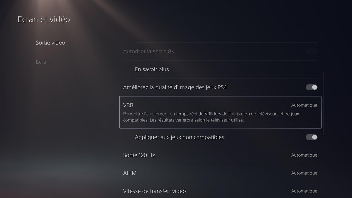 Le VRR est bien disponible sur la PS5 © Colin Golberg
