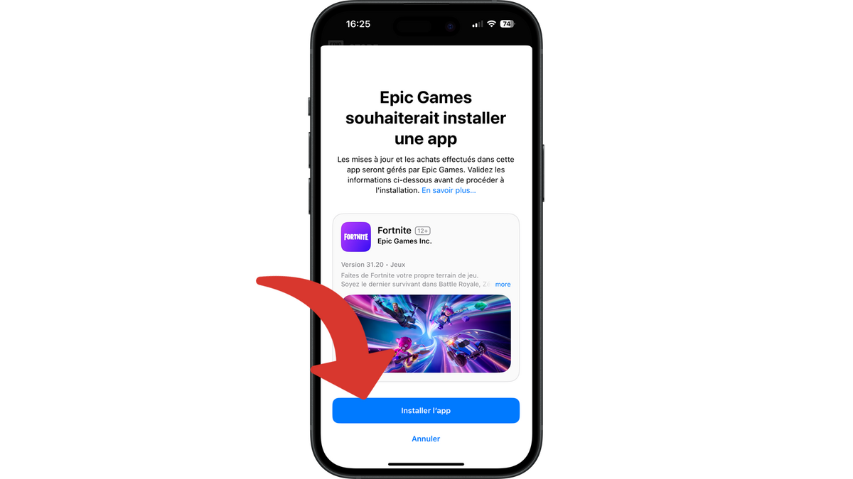 Confirmer l'installation de l'app Fortnite sur l'iPhone © Clubic