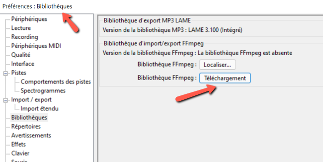 Installation Windows Comment installer FFmepg sur Audacity