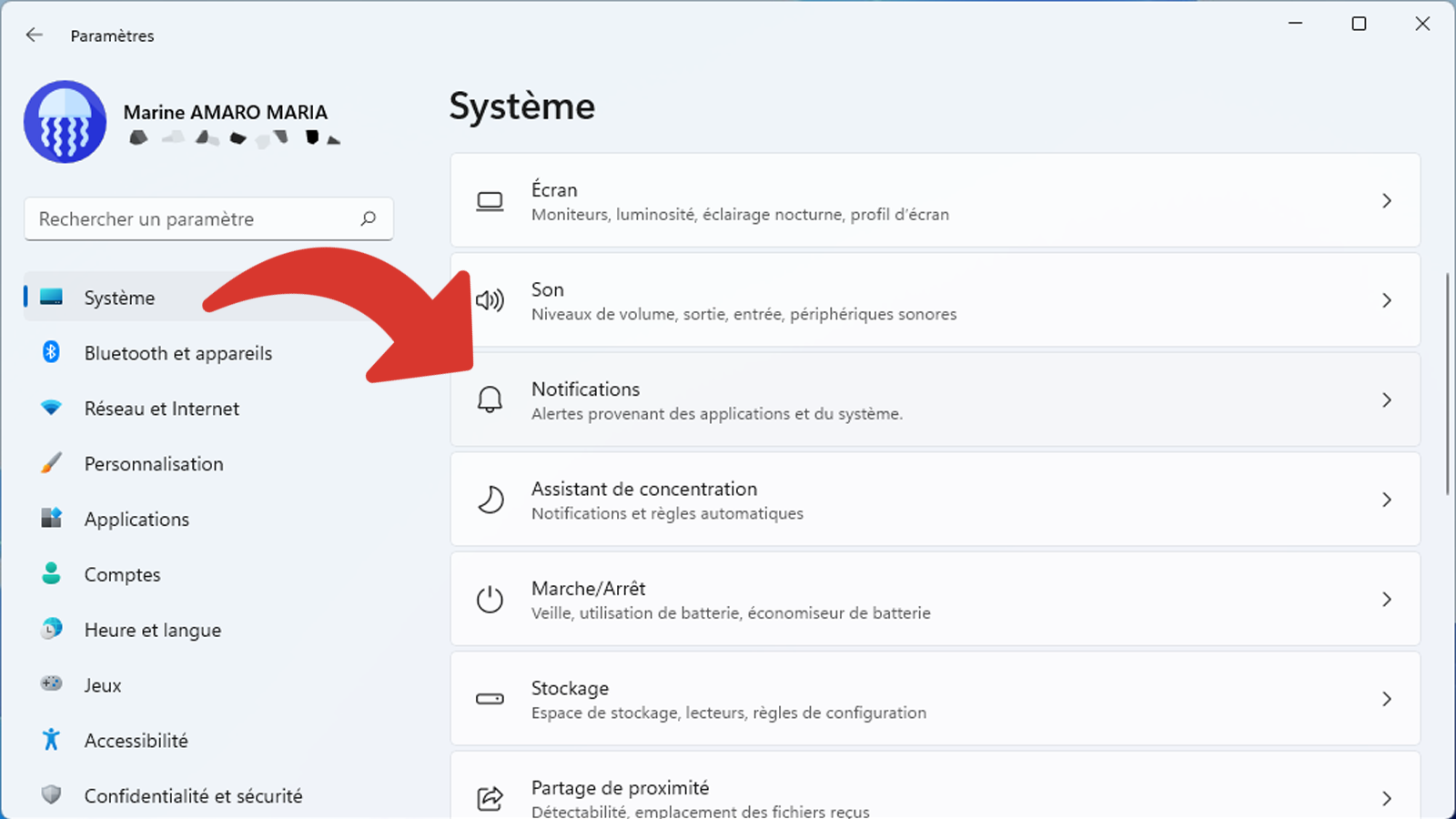 Accédez aux paramètres des notifications © Clubic