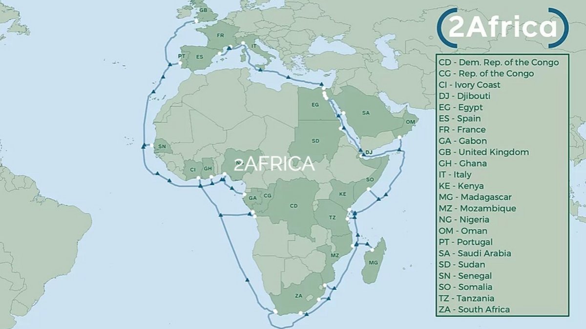 23 pays seront reliés par le câble ©2Africa