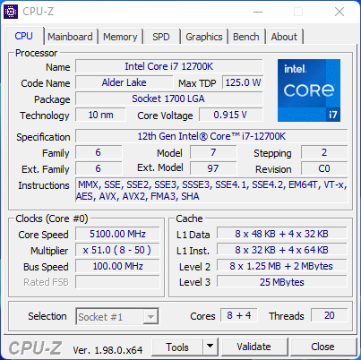 Intel Core i7-12700K