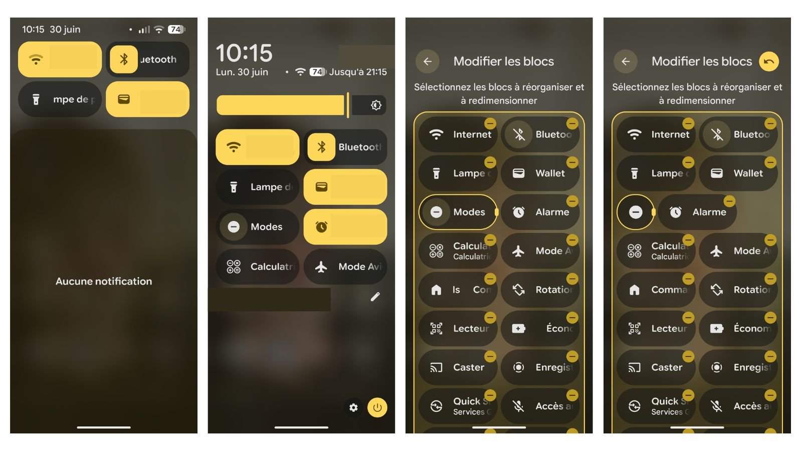Redimensionnez les blocs dans les paramètres rapides d'Android 16 QPR1. ©Google
