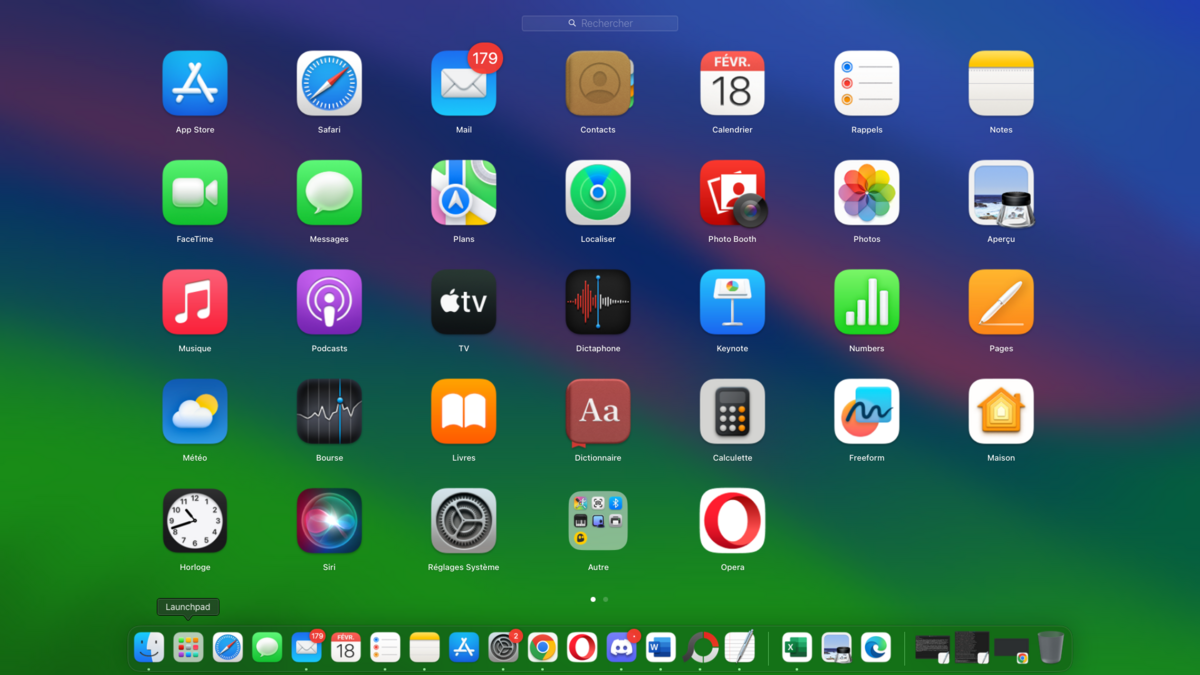XCSSET remplace le raccourci du Launchpad dans le dock par une version factice, de manière à s'exécuter chaque fois qu'un utilisateur ou une utilisatrice recherche une application via l'outil macOS © Clubic