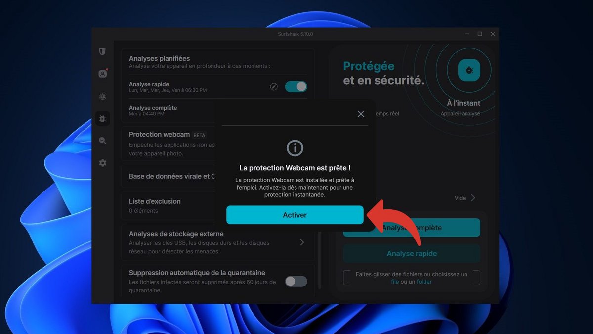 Surfshark Antivirus - Activez la protection webcam © Clubic