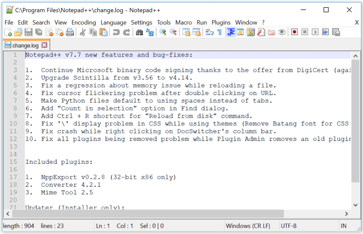 Notepad++ 8.5.8 instal the new