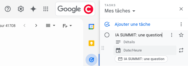 Gmail Astuce 2 - Transformez vos emails en tâches