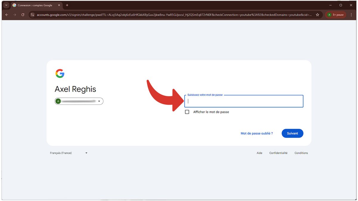 Il faut saisir ici le mot de passe de votre adresse Gmail supprimée, et non pas celle de votre adresse mail secondaire ! © Axel Reghis pour Clubic