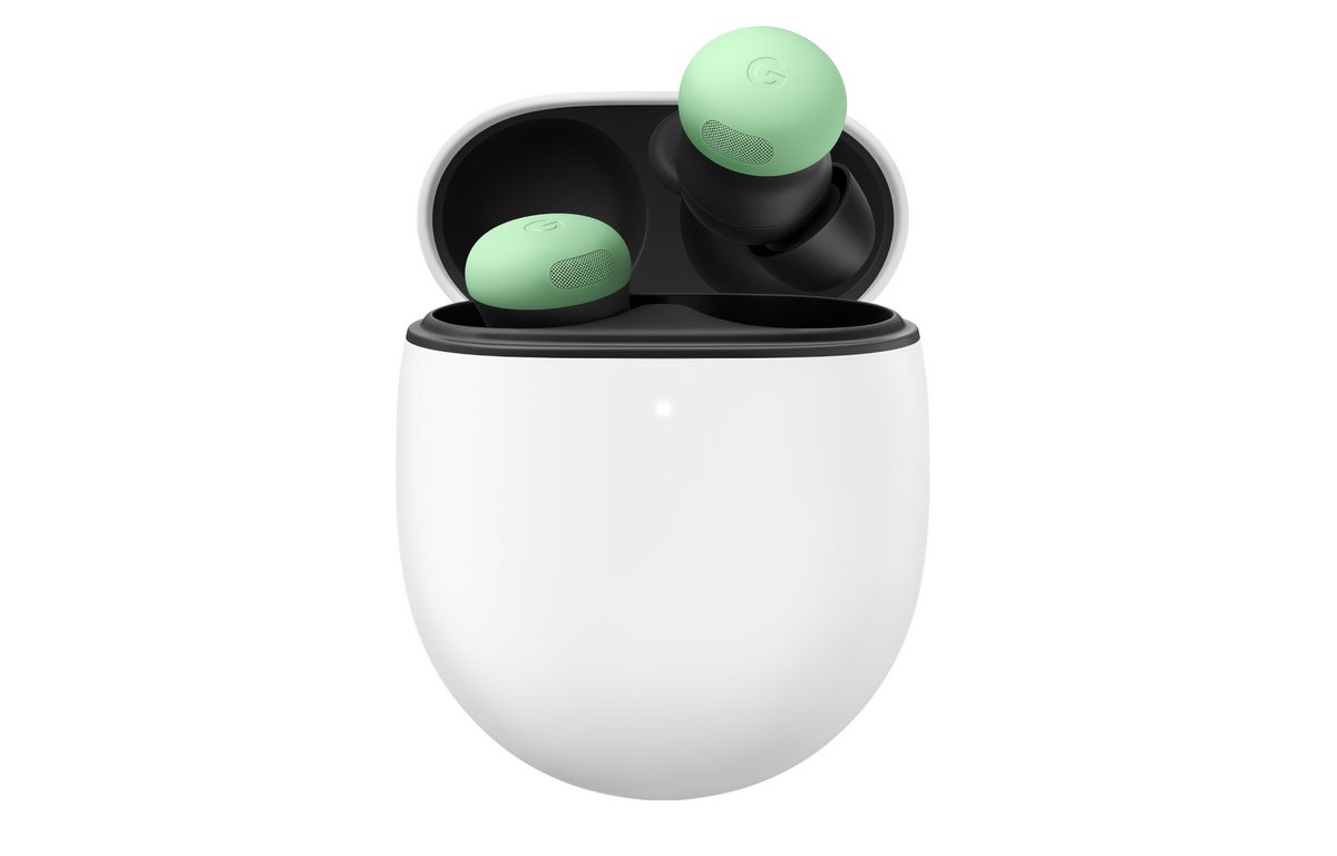 Les écouteurs Pixel Buds Pro 2 dans leur étui de rangement et de recharge. © Google