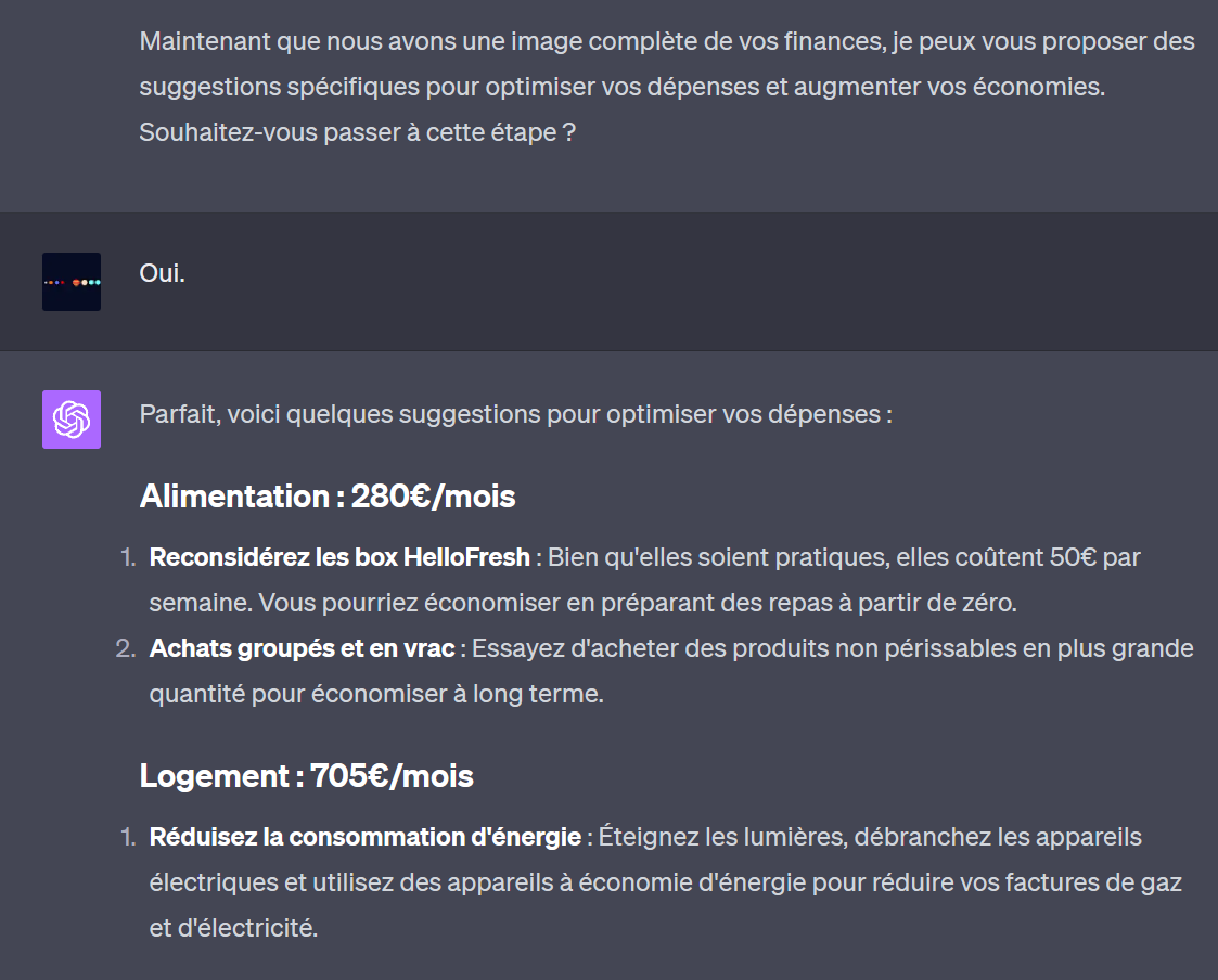 ChatGPT résultat personnalisé économies