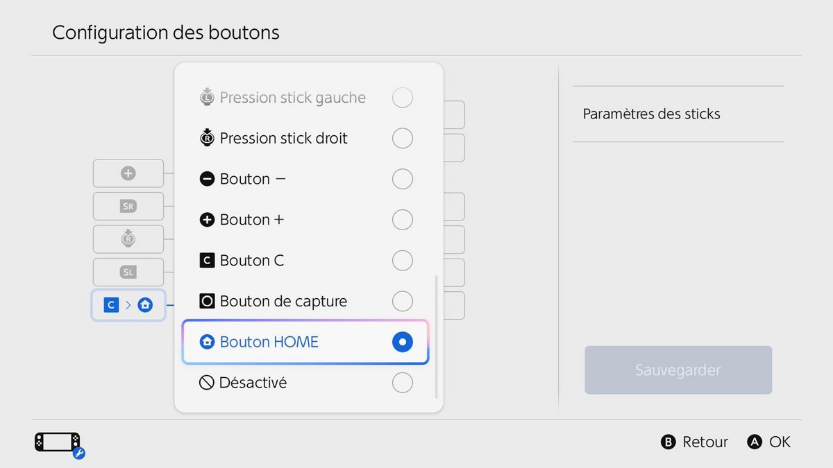 D'ici, on peut attribuer n'importe quelle fonction au bouton C, voire le désactiver totalement. ©Stéphane Ficca / Clubic