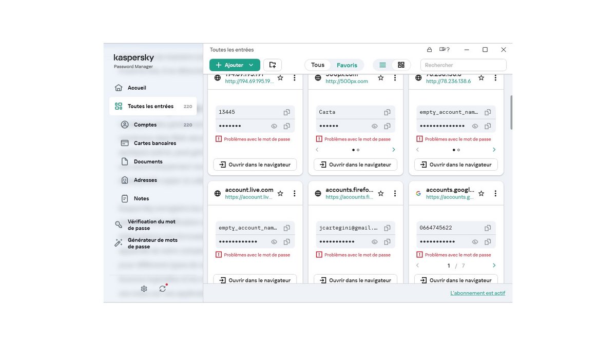 L'antivirus Kaspersky protège les mots de passe