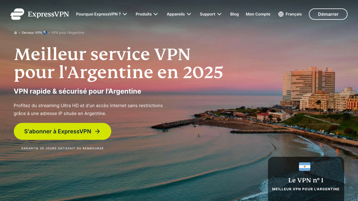 ExpressVPN dispose de 75 serveurs implantés à Buenos Aires