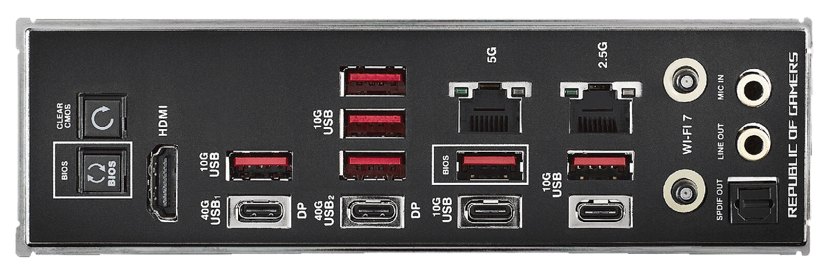 La plaque I/O shield richement dotée... mais sans connecteur DisplayPort © Nerces pour Clubic