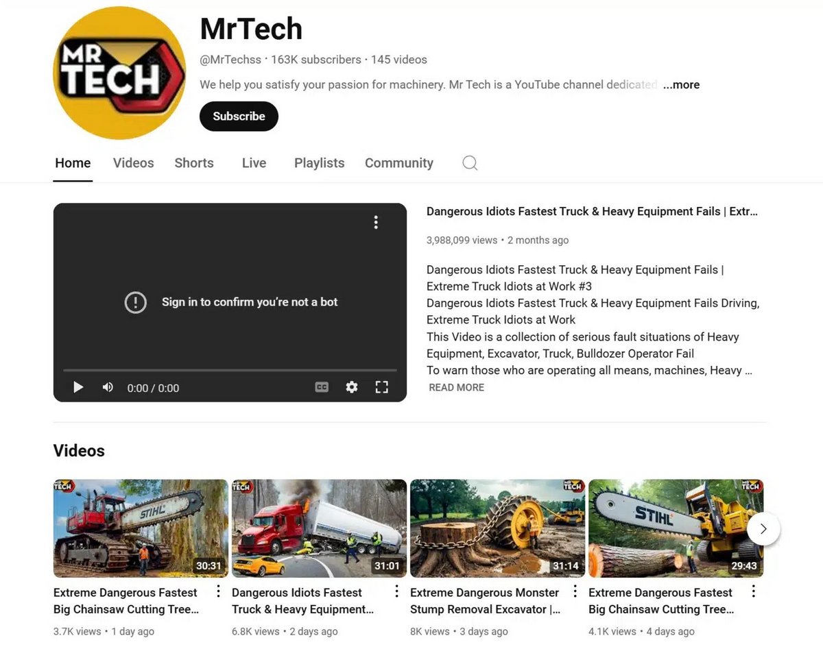  La chaîne YouTube de Mr. Tech avant qu'elle n'affiche du porno © Capture d'écran via Torrent Freak