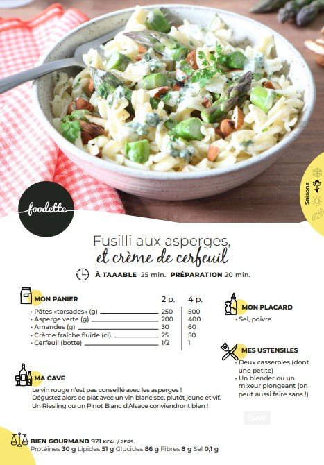 Fiche recette Foodette : des instructions claires pour les apprentis cuisiniers