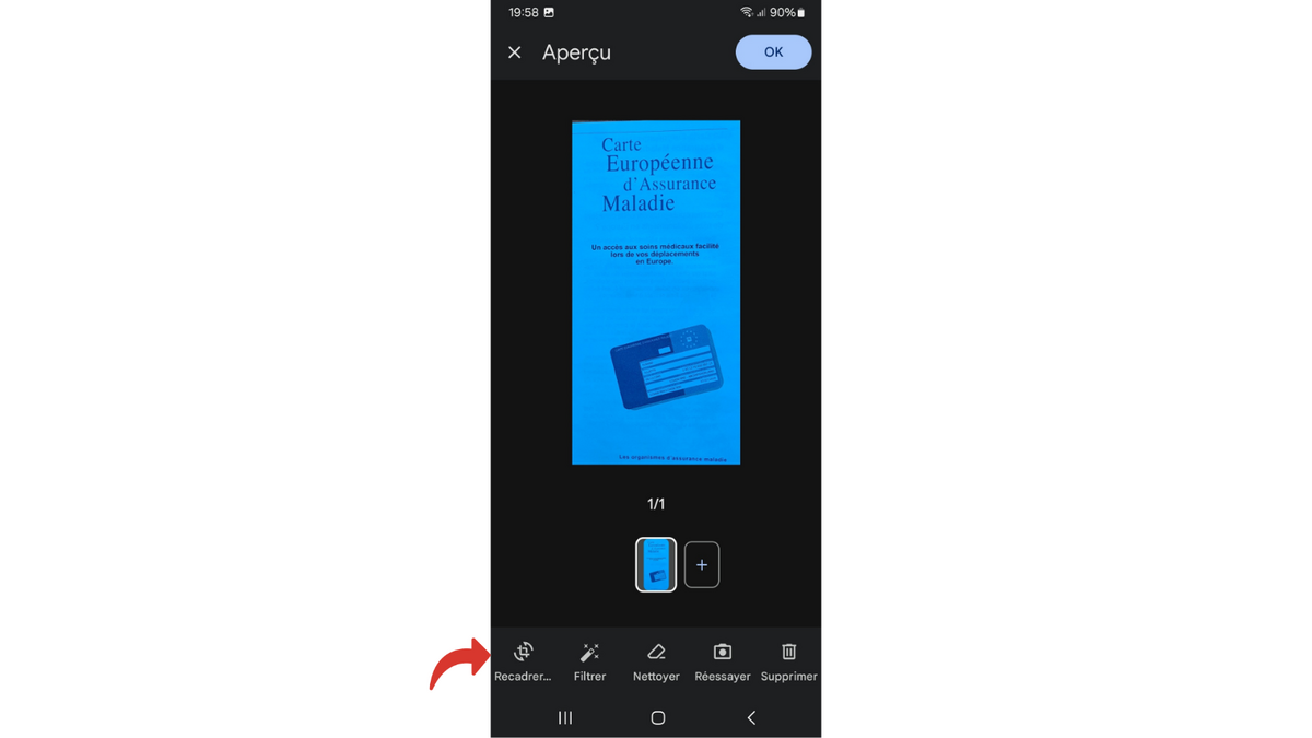 Recadrez votre scan au besoin. © Clubic