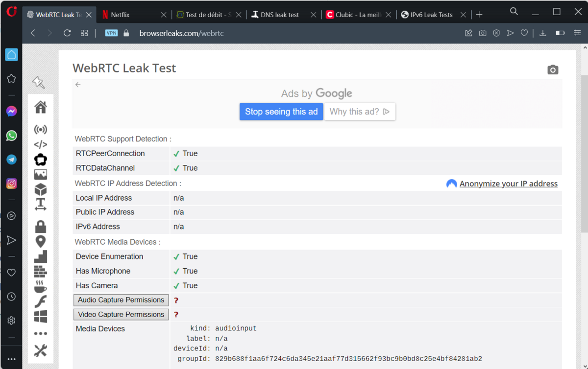 Opera VPN - WRTC Leak