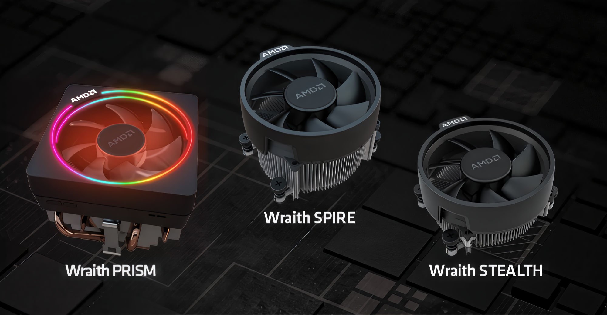 Les deux ventirads de gauche tirent leur révérence, AMD ne garde que le Wraith Stealth. ©AMD