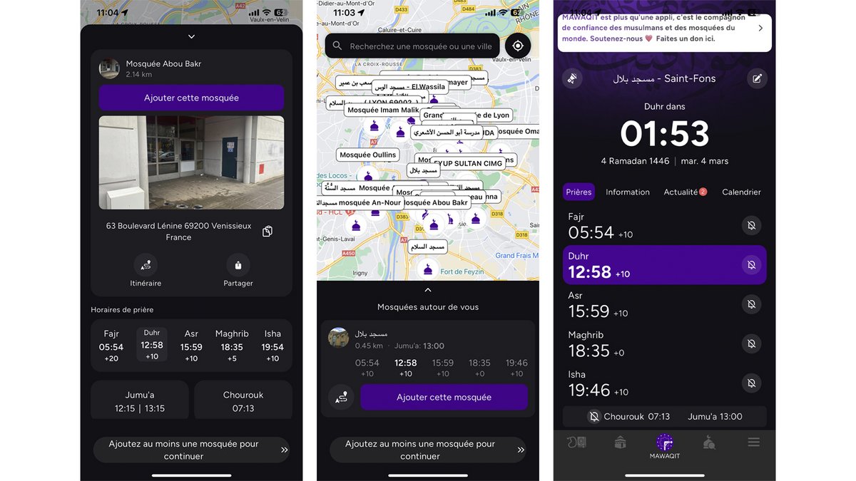 Mawaqit, une application pour connaître les horaires de prière et les temps de jeûne - © Mawaqit