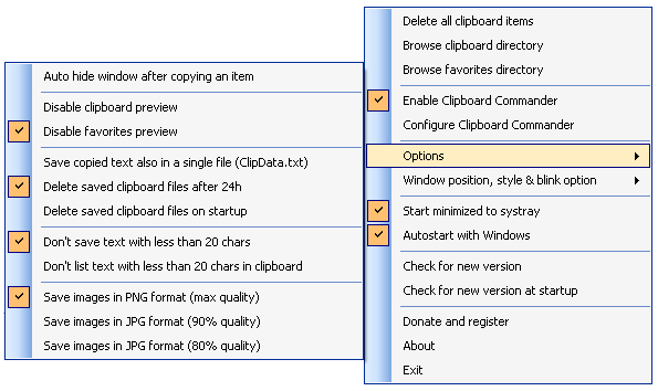 Paramètres de Free Clipboard Manager