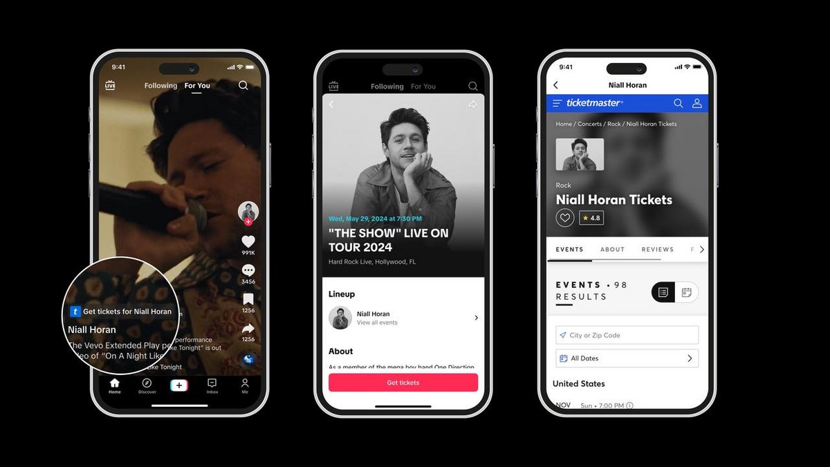 L'interface de la fonction Ticketmaster de TikTok © TikTok