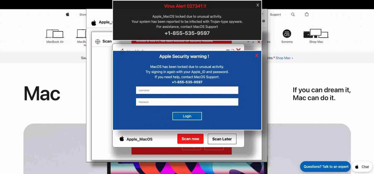 Les alertes malveillantes imitent les aletes système de macOS pour soutirer les identifiants Apple de leurs victimes © LayerX Labs