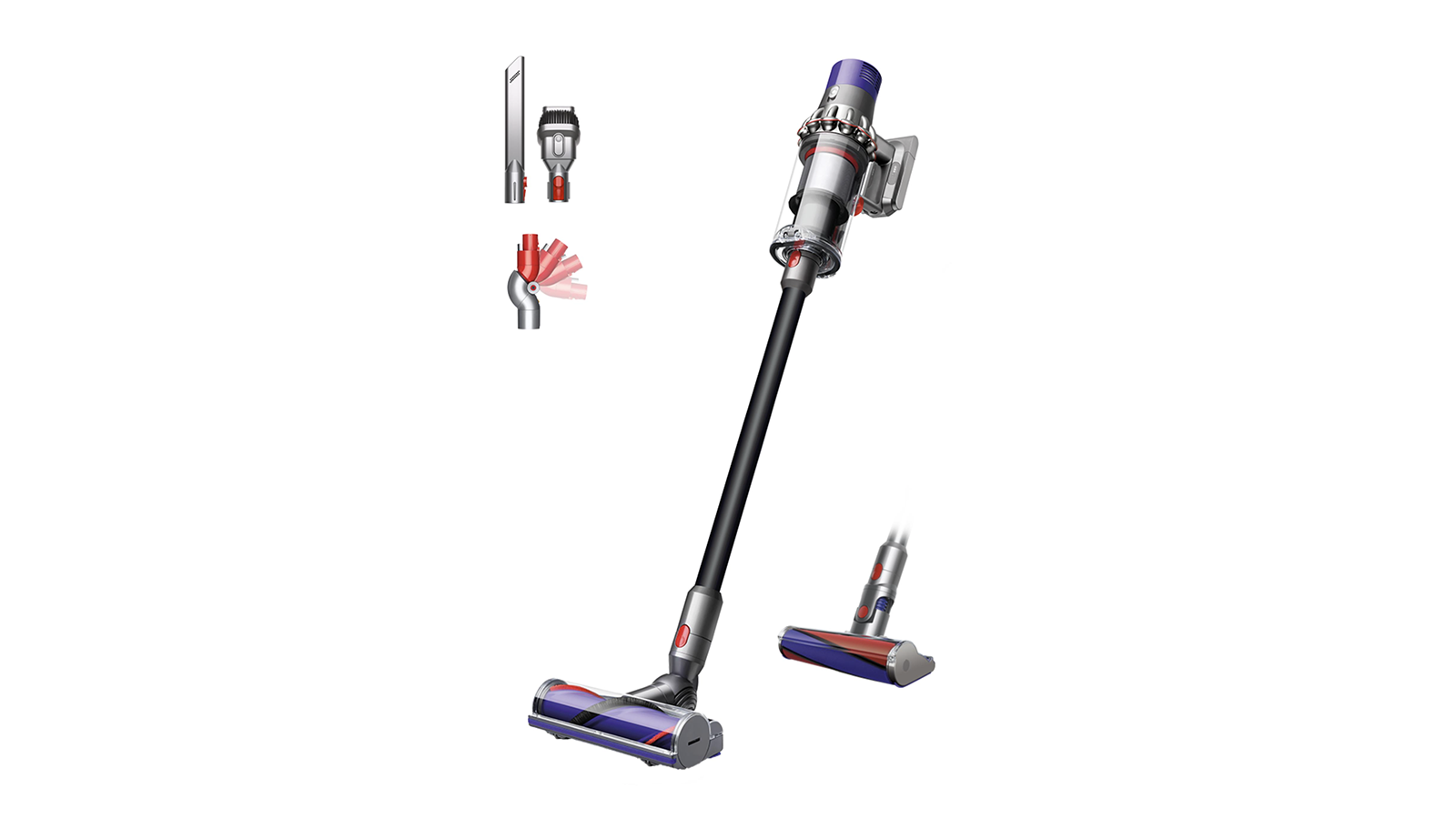 L'aspirateur Dyson V10 et ses accesoires en promotion sur le site Dyson © Dyson