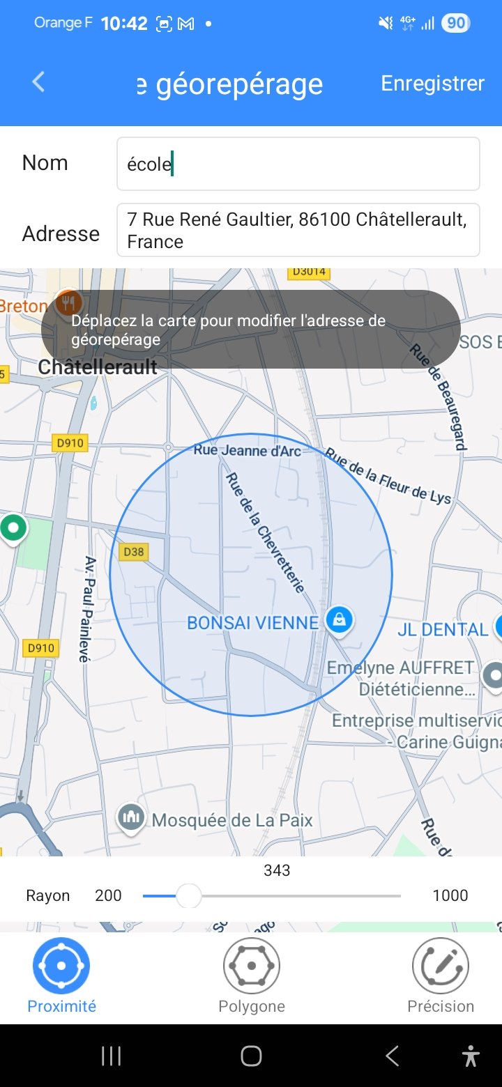 Si l'enfant sort de la zone, vous êtes prévenus. 