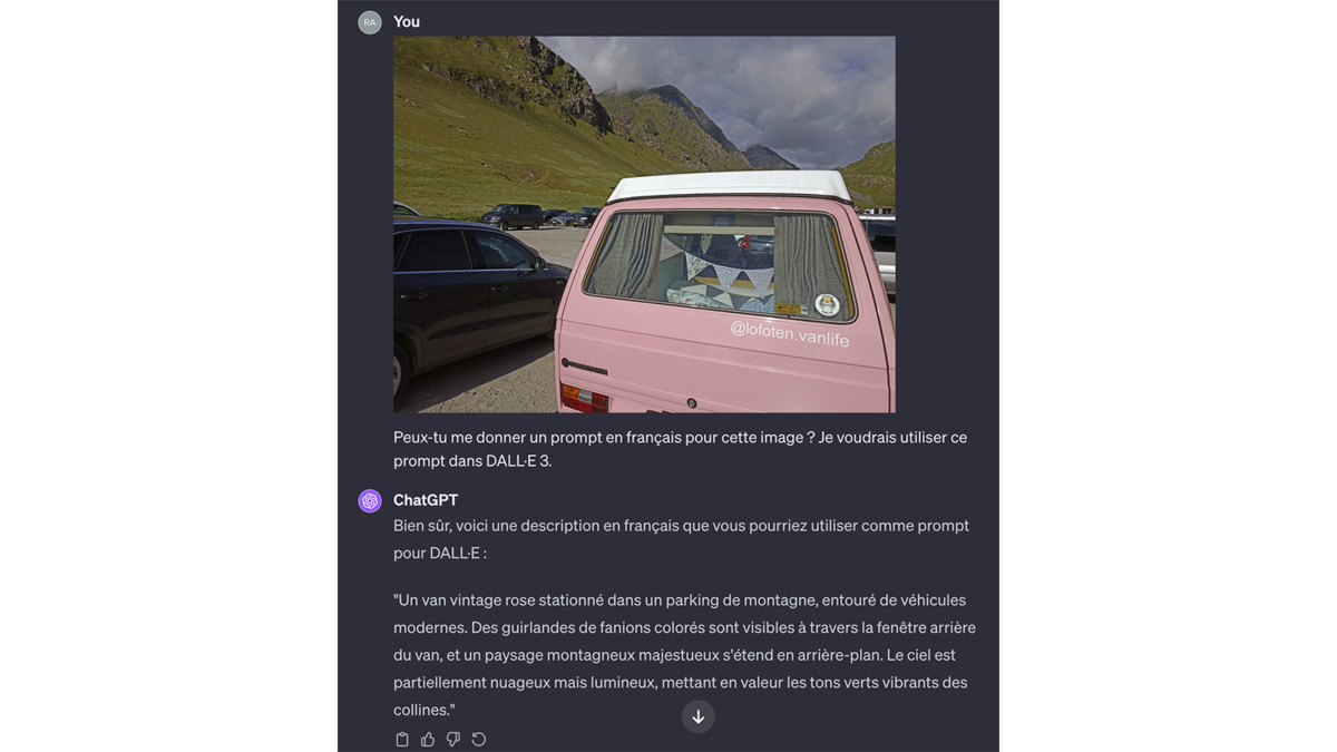 GPT Vision génère un prompt © Pascale Duc pour Clubic